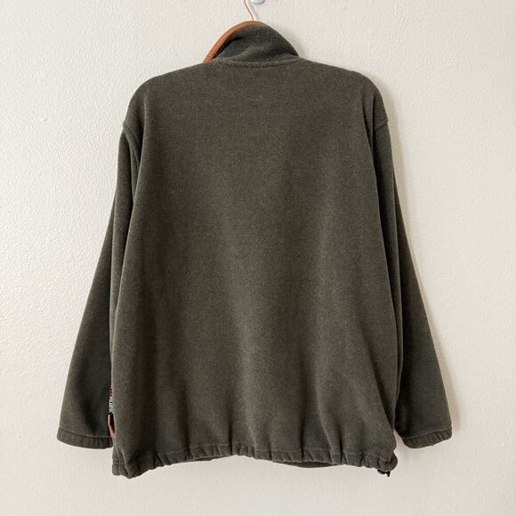 Vintage Orvis Men's Size Large Grey Pullover Soft Leather Trim Jacket Coat USA - Picture 6 of 8